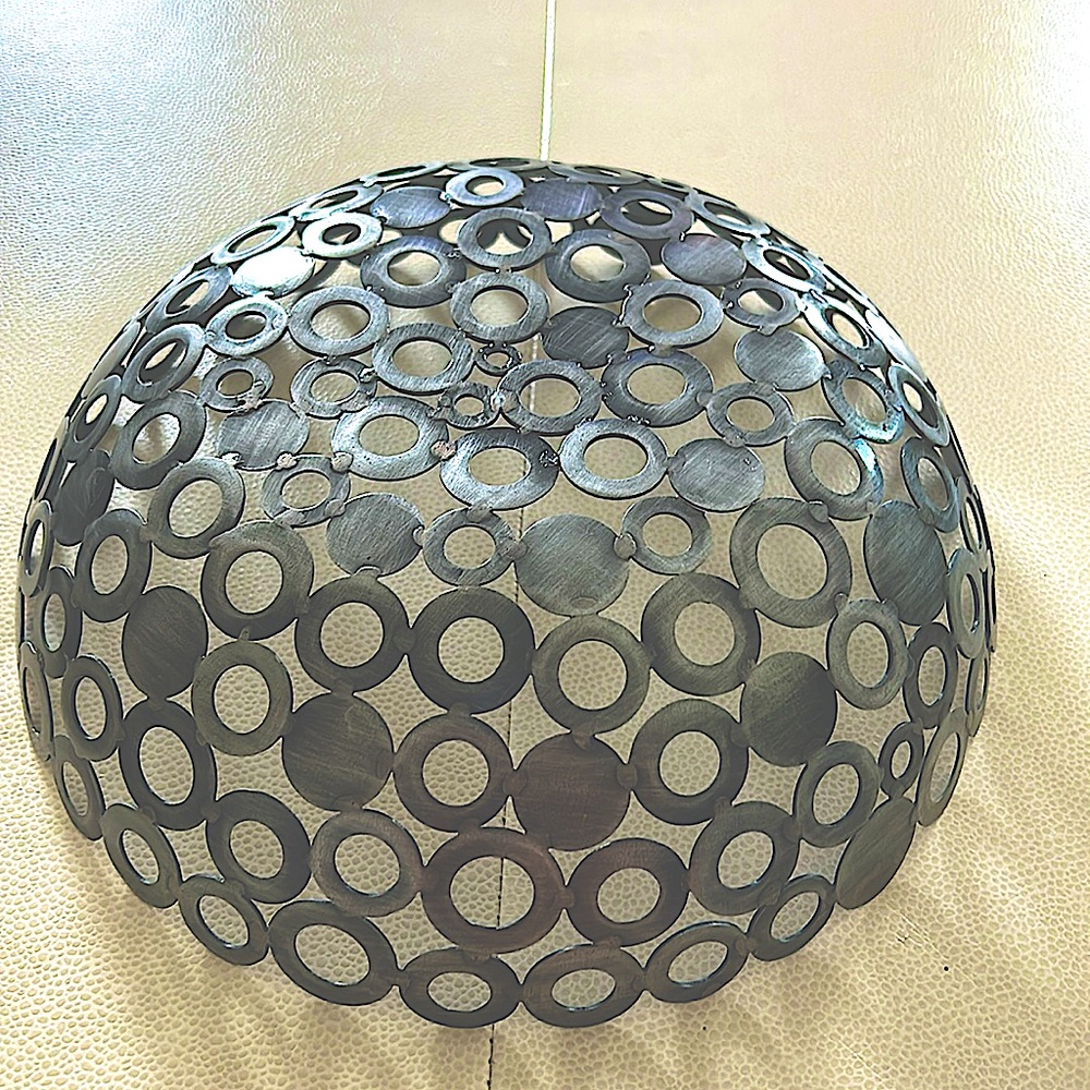 Artisan Metal Silver Bowl/Art Piece Unique Home Decor Circles Artsy - Picture 2 of 4